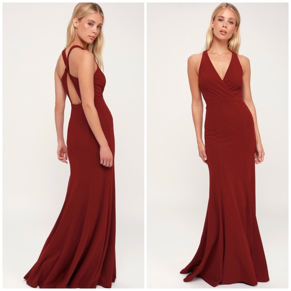 Lulus Wine Red Twist-back Maxi